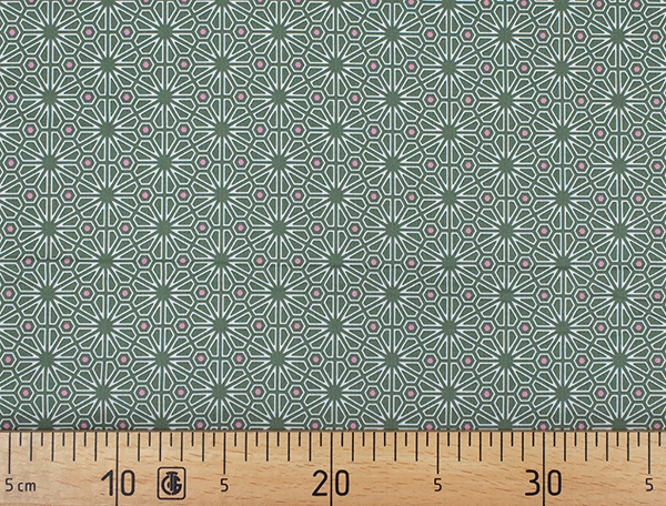 Ткань Gütermann Natural Beauty (геометрический узор на оливковом) 