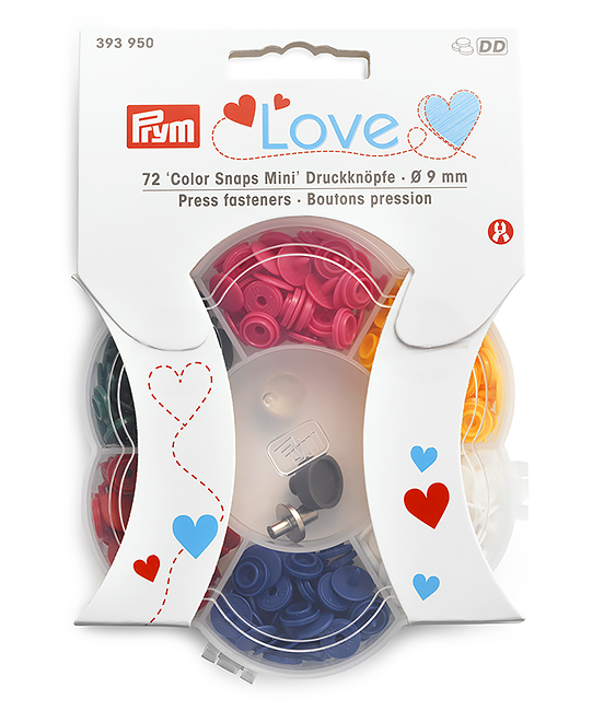 Набор кнопок Prym Love "Color Snaps Mini" + набор инструментов, 9мм, 6 цветов 